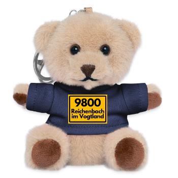 ALTE POSTLEITZAHL PLZ SACHSEN 9800 REICHENBACH - Teddy Schlüsselanhänger - Navy - Vorne