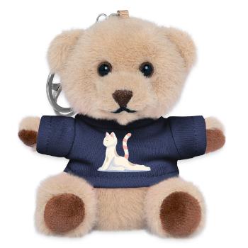 Katze in meditativer Yoga-Pose - Teddy Schlüsselanhänger - Navy - Vorne