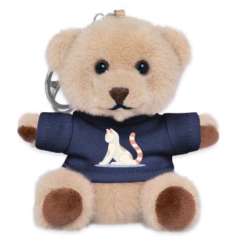 Katze in meditativer Yoga-Pose - Teddy Schlüsselanhänger - Navy - Vorne