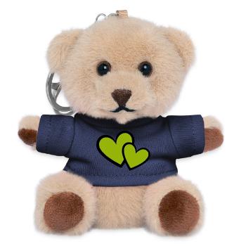 green heart green hearts heart pattern - Teddy Keyring - navy - Front