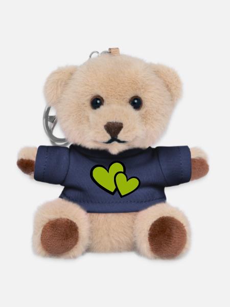 grünes Herz grün grüne Herzen Herzmuster - Teddy Schlüsselanhänger - Navy
