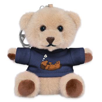 Langhaardackel Dackel Dackelhalter Teckel Tekkel - Teddy Schlüsselanhänger - Navy - Vorne