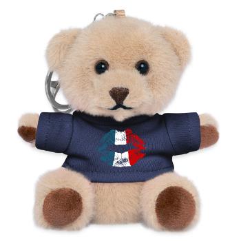 Frankreich France Lippenstift  Frankreich Farben  - Teddy Schlüsselanhänger - Navy - Vorne