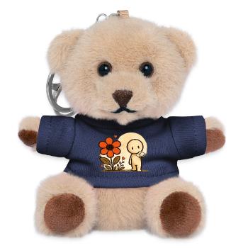 Der kleine Gedanke | Blume - Teddy Schlüsselanhänger - Navy - Vorne