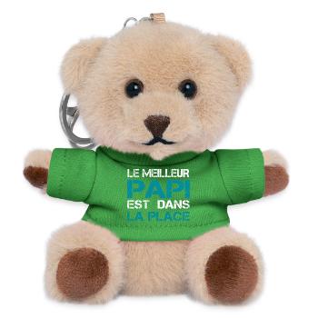 Le Meilleur Papa en Typo Distressed Turquoise - Porte-clés ourson - vert - Devant