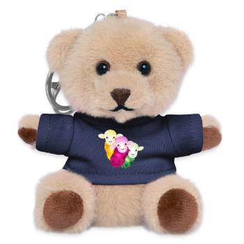 three colourful sheep with colour-coordinated wool - Teddy Keyring - navy - Front