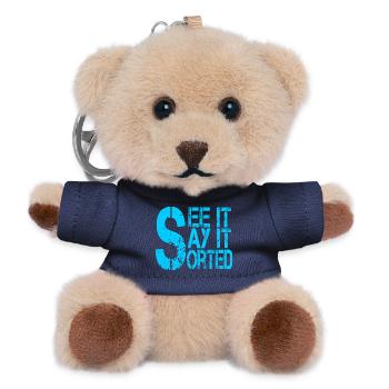 Symbole de dollar motivant avec slogan - Porte-clés ourson - marine - Devant