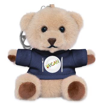 Teller mit VEGAN-Schrift aus Obst & Gemüse - Teddy Schlüsselanhänger - Navy - Vorne