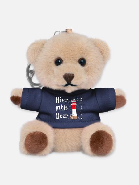 Büsum, Zeichnung Leuchtturm, Hier gibts Meer - Teddy Schlüsselanhänger - Navy
