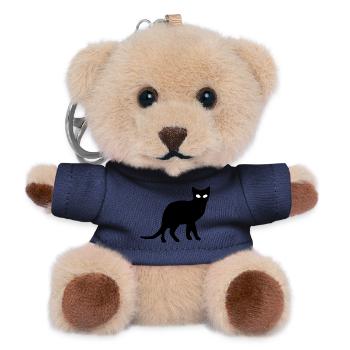Cat Black Silhouette Gift Cat Lover - Teddy Keyring - navy - Front
