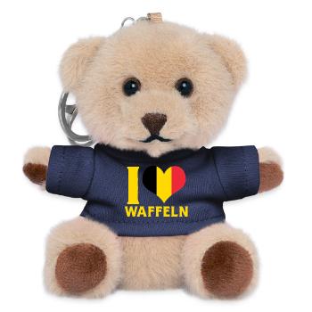 I Love Waffeln Belgium Flag Heart Food Design - Teddy Schlüsselanhänger - Navy - Vorne
