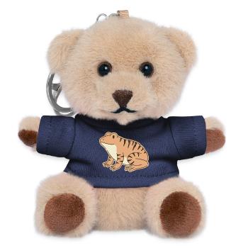 orange toad with retro stripes tabby stripes - Teddy Keyring - navy - Front