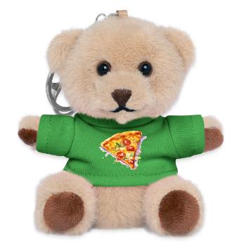 Wasserfarbene Pizzascheibe - Teddy Schlüsselanhänger - Grün - Vorne