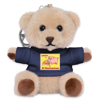 Schwein KI-Datenzentrum Cartoon - Teddy Schlüsselanhänger - Navy - Vorne