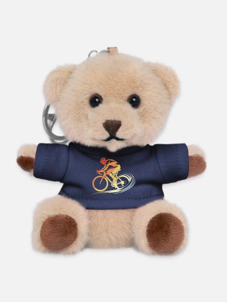 Vintage Fahrradfahrer Zeichnung - Teddy Schlüsselanhänger - Navy
