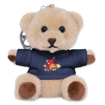 Frühstück im Grünen – Croissant, Kaffee und Beeren - Teddy Schlüsselanhänger - Navy - Vorne