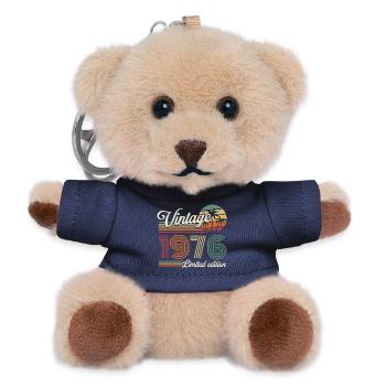 Original 1976 Jahrgang Vintage Geburtstag Retro - Teddy Schlüsselanhänger - Navy - Vorne