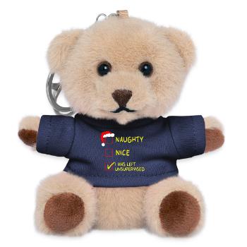Naughty Nice – I Was Left Unsupervised Christmas - Teddy Keyring - navy - Front