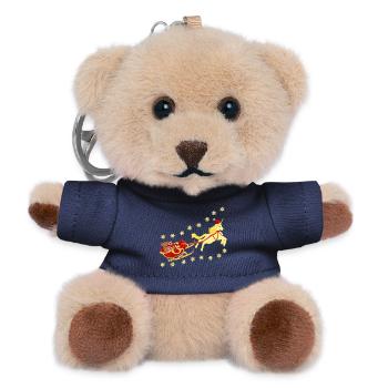 Unicorn with Christmas Sleigh, Bear, Tiger - Teddy Keyring - navy - Front