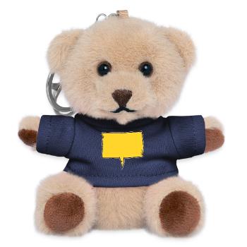 Eckige Sprechblase in Gelb used look - Teddy Schlüsselanhänger - Navy - Vorne