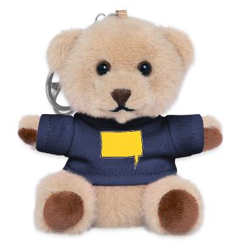 Eckige Sprechblase rechts in Gelb - Teddy Schlüsselanhänger - Navy - Vorne