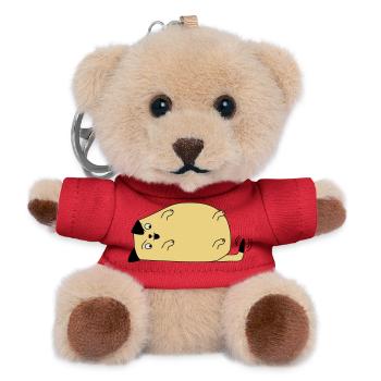 Dog looks on his tail - Teddy Keyring - red - Front