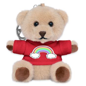 Pastellregenbogen mit Wolken Motiv - Teddy Schlüsselanhänger - Rot - Vorne
