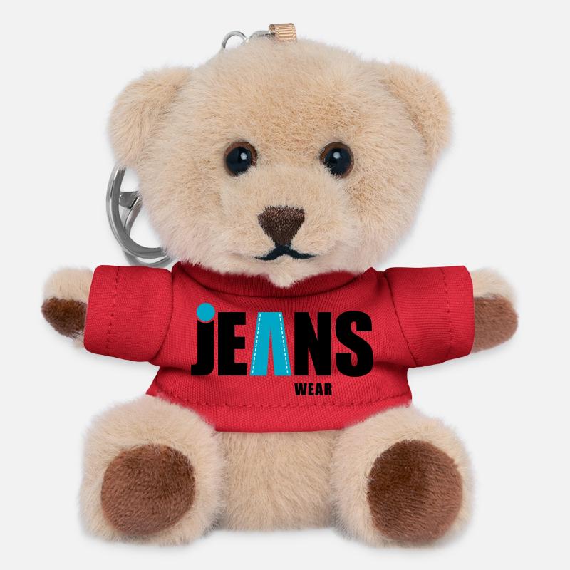 Porter en jean avec un point - Porte-clés ourson - rouge
