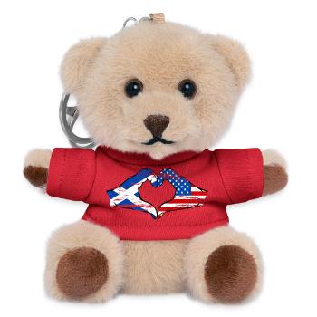 Scotland USA Flag Hands Heart Shape Used - Teddy Keyring - red - Front