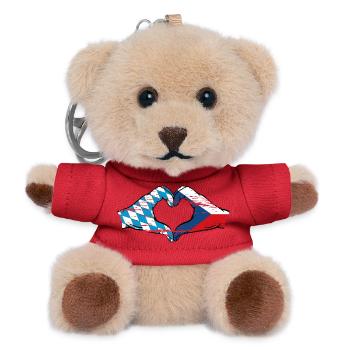 Bayern Tschechien Flagge Hände Herzform used - Teddy Schlüsselanhänger - Rot - Vorne