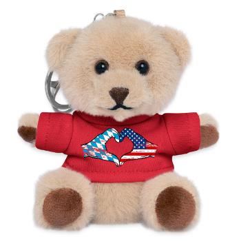 Bavaria USA Flag Hands Heart Shape Used - Teddy Keyring - red - Front