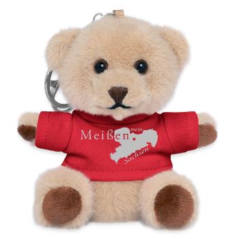 Meißen - Mein Sachsen - Heimatstadt - Teddy Schlüsselanhänger - Rot - Vorne