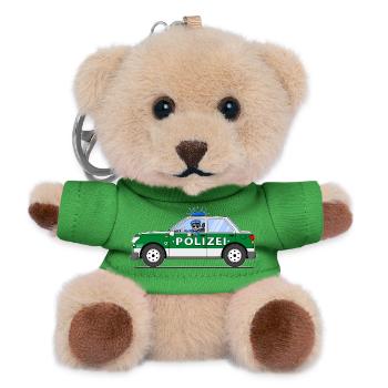 Polizeiauto mit Polizist Grün und Silber - Teddy Schlüsselanhänger - Grün - Vorne