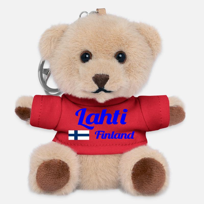 Lahti Finland- Stylish prints - Teddy Keyring - red
