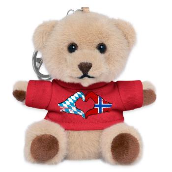 Bavaria Norway Flag Hands Heart Shape Used - Teddy Keyring - red - Front