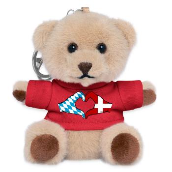 Bavière, Danemark, Drapeau, Mains, Coeur - Porte-clés ourson - rouge - Devant
