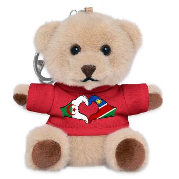 Algeria Namibia Flag Hands Heart Shape - Teddy Keyring - red - Front