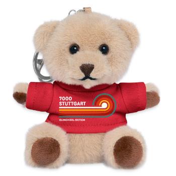 Stuttgart Retro Shirt 7000 PLZ Postleitzahl 80er - Teddy Schlüsselanhänger - Rot - Vorne