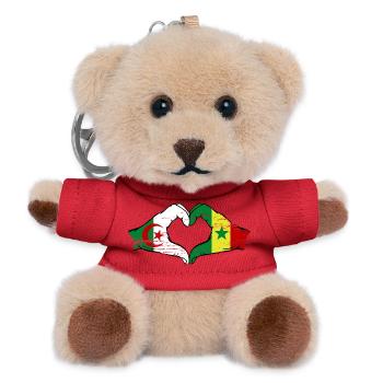 Algeria Senegal Flag Hands Heart Shape Used - Teddy Keyring - red - Front