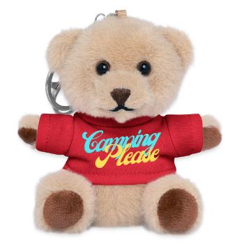 Camping Please Retro Script - Teddy Keyring - red - Front