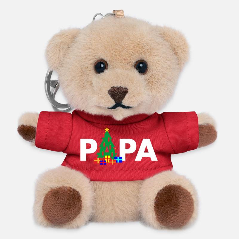 Dad Christmas Tree - Teddy Keyring - red