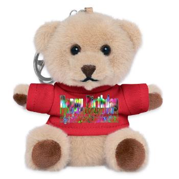 Neon Birthday Music Kaleidoscope Happy - Teddy Keyring - red - Front