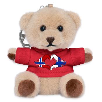 Norway Finland Flag Heart Hands Used - Teddy Keyring - red - Front
