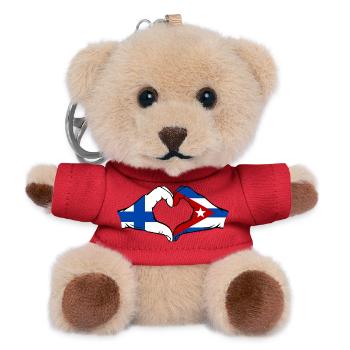 Finnland Kuba Flagge Hände Herz - Teddy Schlüsselanhänger - Rot - Vorne