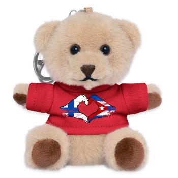 Finland Cuba Flag Hands Heart - Teddy Keyring - red - Front