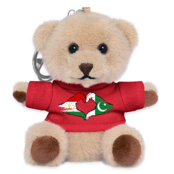 Tajikistan Pakistan Flag Heart Shape - Teddy Keyring - red - Front