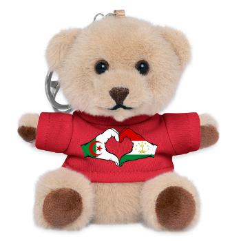 Tajikistan Algeria Flag Hands Heart Shape - Teddy Keyring - red - Front