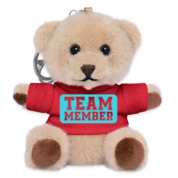 Team Member Typography Badge - Teddy Keyring - red - Front