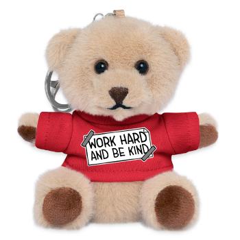 Work Hard And Be Kind Inspirierend Fleiß Güte Logo - Teddy Schlüsselanhänger - Rot - Vorne