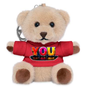 YOU 3D Rainbows Typography - Teddy Keyring - red - Front